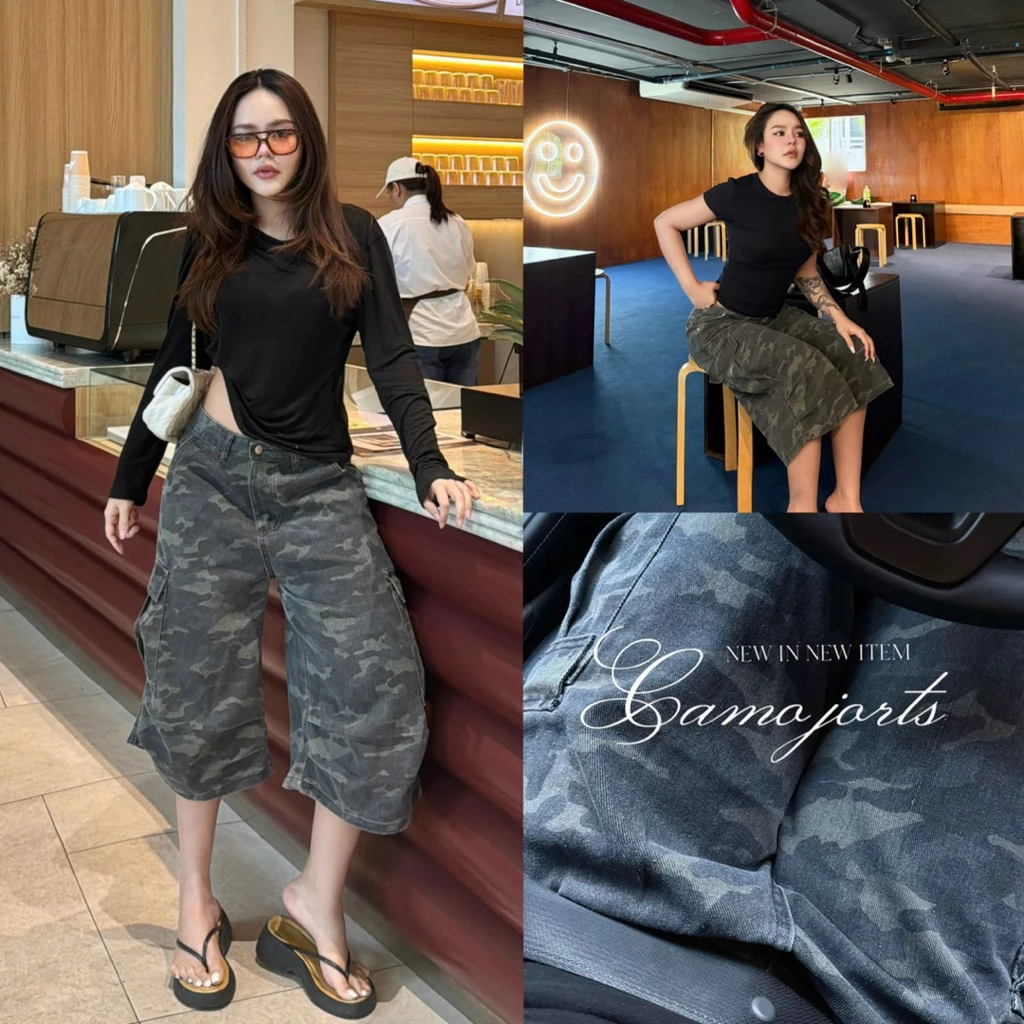 CAMO JORTS ขา5ส่วนลายทหาร jeansbypat