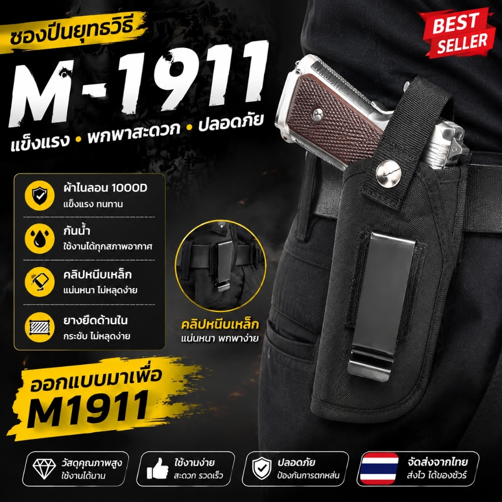 ✨ดีลวินาทีทอง Flash Sale พร้อมส่งทันที🔥 ซองหนังอุปกรณ์เสริมสำหรับโมเดลจำลอง Colt 1911 M-1911 สัดส่วน