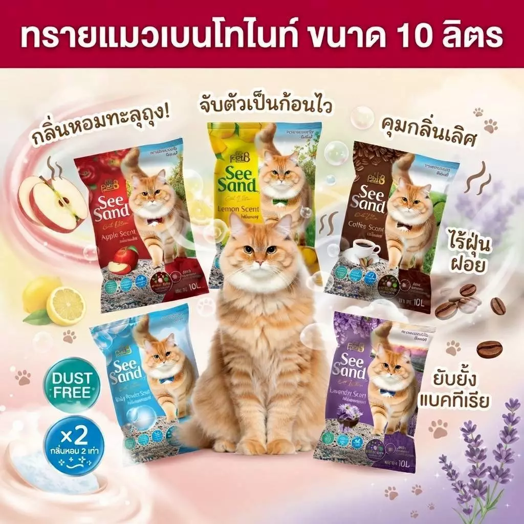 ทรายแมว เบนโทไน ยกกระสอบ 3ถุง คุ้มค่า ไร้ฝุ่น การันตีคุณภาพ