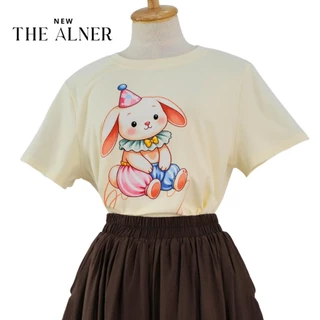 Thealner-AN504 (เซตเสื้อครีมลายกระต่ายกางเกงขาขายน้ำตาล)