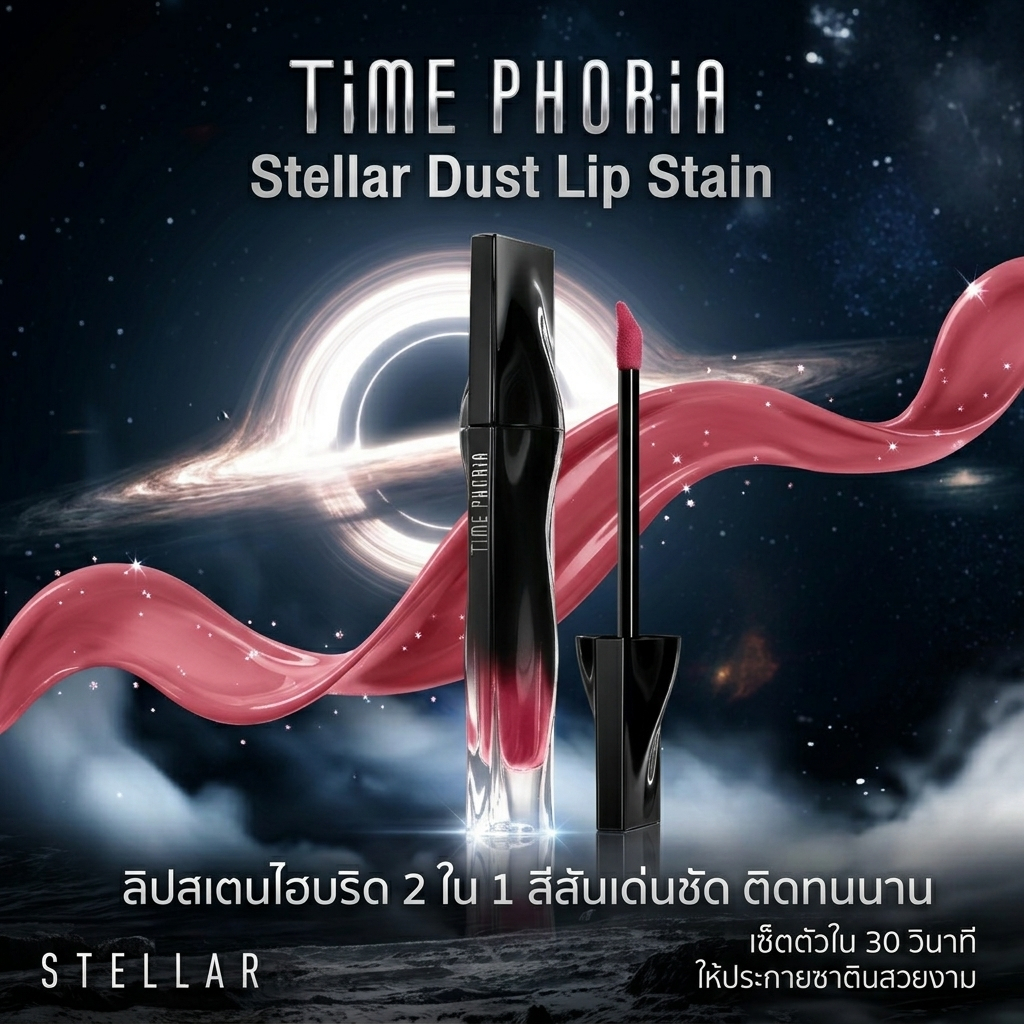 TIMEPHORIA Stellar Dust Lip Stain ลิปสเตนเนื้อลื่น สีปังติดทน กันน้ำ ไม่เป็นคราบ