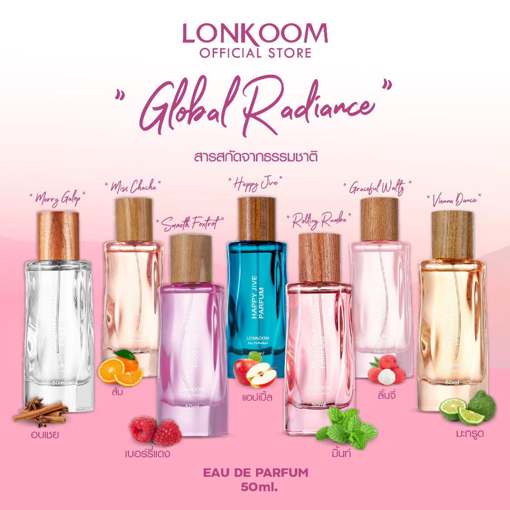 LONKOOM น้ำหอม Global Radiance Series 50ml (EDP) น้ำหอมสำหรับสุภาพบุรุษและสุภาพสตรี น้ำหอมชื่อดัง