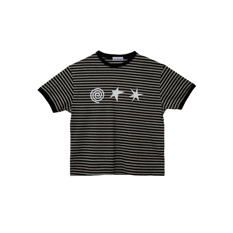 [ Pre - Order ] Look Life Leaphh* | Star Flash Tee เสื้อยืดลายขวาง เสื้อยืดคอกลมกุ๊นขอบ สไตล์ Y2K Streetwear เสื้อลายทาง