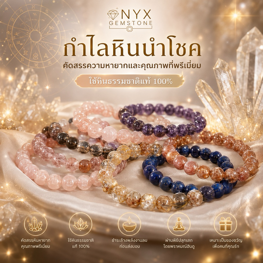 กำไลหินนำโชค หายาก คัดพิเศษ เกรดพรีเมียม ผ่านพิธีปลุกเสก