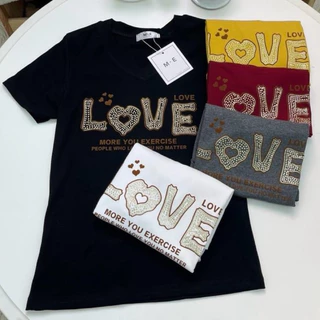 เสื้อยืดป้ายME คอวี ลายLove