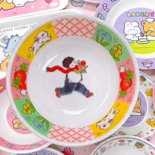 ลายการ์ตูน จาน ชาม ถ้วย จานข้าวเด็ก เมลามีน แท้ ลาย สวนสัตว์ แพนด้า หมี แมว BAKERY CHEERS
