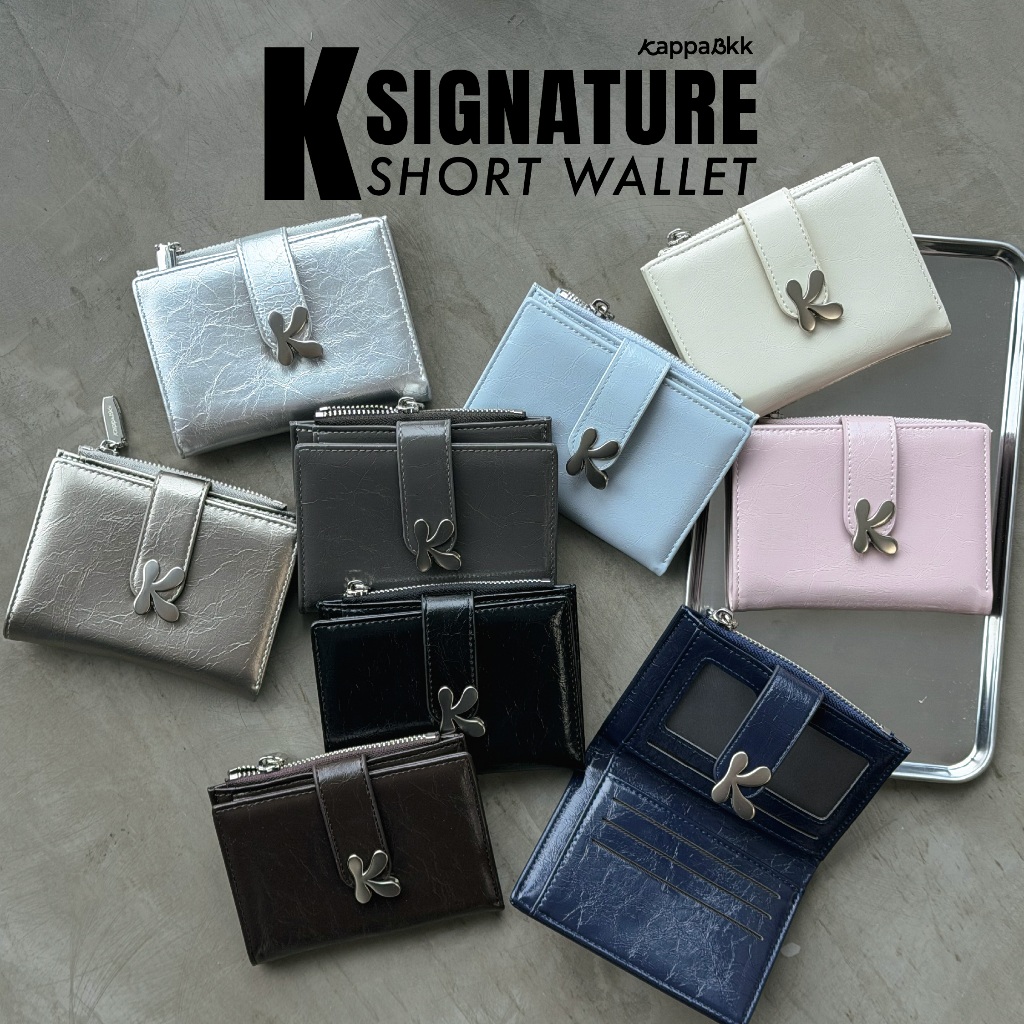 💥New Colour KAPPABKK "K" Signature Short Wallet กระเป๋าสตางค์ใบสั้นหนัง PU โลโก้ตัว K ดีไซน์เก๋ ฟังก์ชันครบ