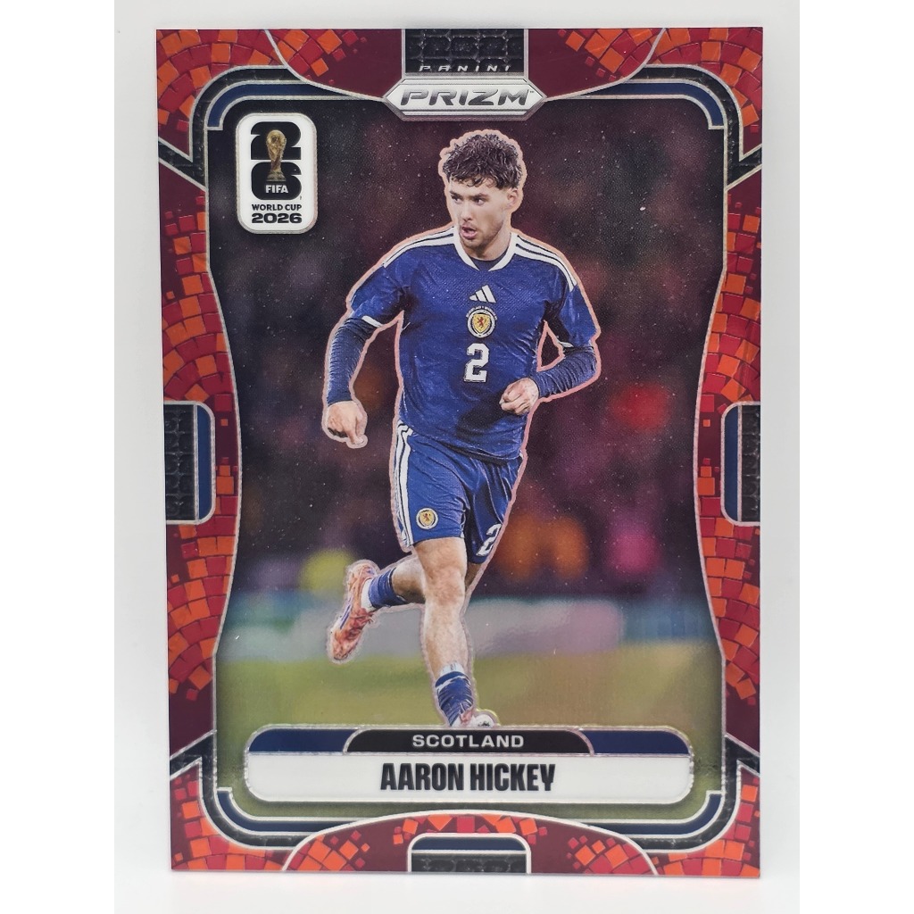 Aaron Hickey [Scotland] Run /86 การ์ดฟุตบอล Panini Prizm FIFA World Cup 2026 ของแท้100% ภาพถ่ายจากสิ