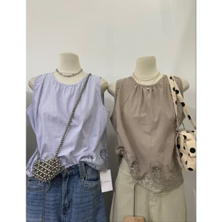 M2240 เสื้อแขนกุดแต่งชายลูกไม้สุดละมุน สไตล์ลูกคุณหนู รุ่นนี้บอกเลยว่าของมันต้องมี