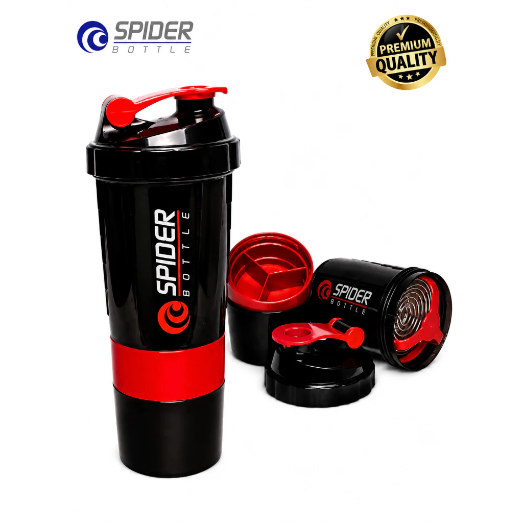 แก้วเชค กระบอกเชค ถ้วยเชค โปรตีน BOTTLE PROTEIN SHAKER มีสปริงแบบใหม่ (สีแดง)