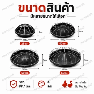 ถาดให้อาหารไก่ เป็ด ห่าน ขนาด 28/40ซม.ถาดอาหารแบบกลม พร้อมฝาครอบตะแกรงเหล็ก ทนฟาร์มไก่สัตว์ปีก