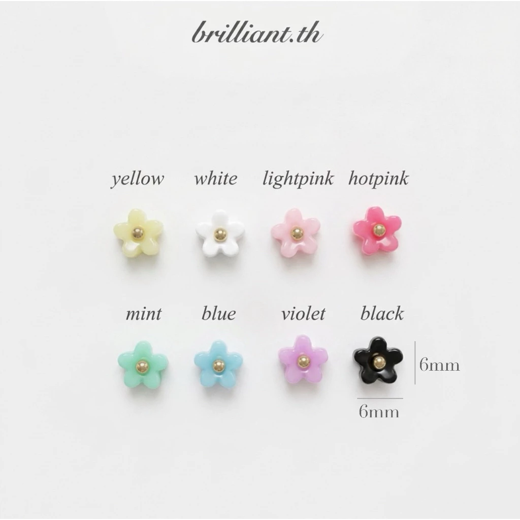 จิวหูเกาหลี Oh! Flower Size S ก้านแสตนเลสเกรดเครื่องมือแพทย์ Surgical Stainless Steel (เปลี่ยนก้านไม่ได้**)