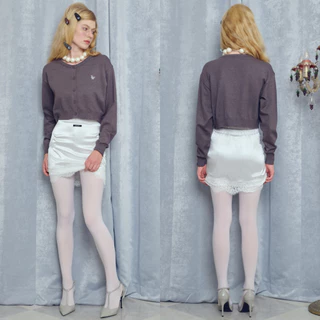 Bemingskirt098(XS-4XL)-Luggy Skirt - กระโปรงผ้าซาตินเนื้อเงาสวยดีเทลแต่งลูกไม้ช่วงชายกระโปรง