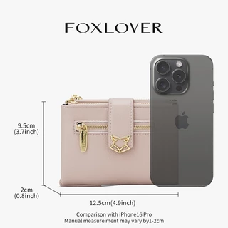 FOXLOVER กระเป๋าสตางค์สตรี แบบสั้น มีสายโซ่ 13 ช่องใส่บัตร สไตล์แฟชั่นทันสมัย มาพร้อมถุงของขวัญ