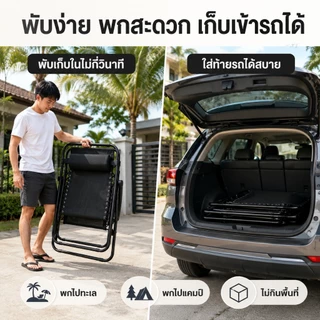 ALLE เก้าอี้เอน เก้าอี้พับ เก้าอี้แคมป์ปิ้ง พับได้ ไม่ต้องประกอบ พับง่าย แบบพกพา ความจุแบริ่ง 300KG