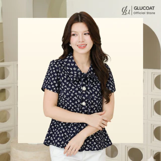 Glucoat | [A813/U720/T835] เสื้อคอปกแขนสั้นพร้อมเชือกผูกโบว์ถอดออกได้ ชายจับจีบ กระดุมหน้าใช้งานได้จริง