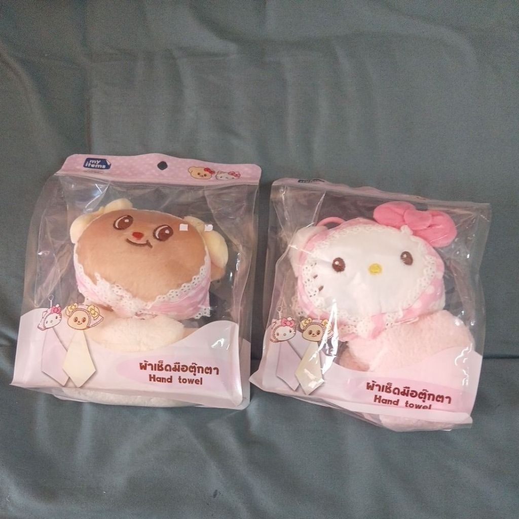 ผ้าเช็ดมือตุ๊กตา butterbear x hello kitty ลิขสิทธิ์แท้ 7-11สินค้าพร้อมส่งค่ะ #butterbear# hello kity
