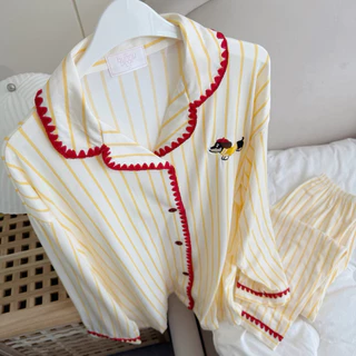 (Bunny bear) sunny cloudy - ชุดนอนมินิมอล ขนาดฟรีไซส์ อก 44 ผ้า cotton พรีเมี่ยม แขนยาวขายาวสไตล์เกาหลี
