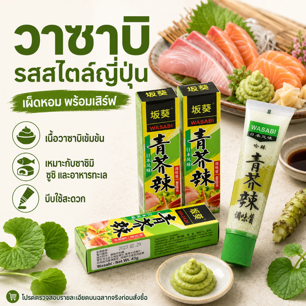 วาซาบิหลอด เกรดพรีเมียม คัดพิเศษ 100% | Wasabi Paste | รสเผ็ดหอมกำลังดี คู่ซูชิ ซาชิมิ