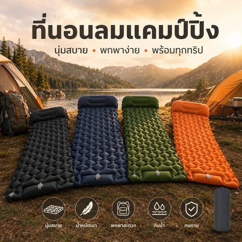 Haven Craft   เสื่อนอนพอง น้ำหนักเบา วัสดุ แผ่นรองนอนแคมป์ปิ้งเบาะนอนพกพา แผ่นรองนอน เป่าลม มีหมอน