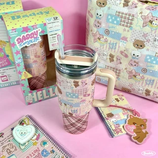 DADDY | Purrkats Tumbler แก้วเก็บความเย็น/ความร้อน แบบมีหูจับ พิมพ์ลายสุดน่ารัก