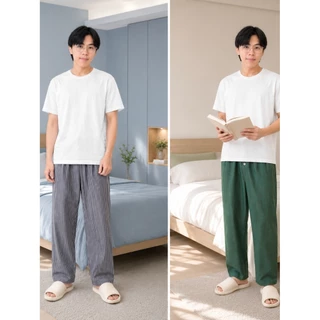 กางเกงนอนขายาว ลายริ้ว มีหลายลาย ผ้าคอตต้อน ใช้ยางยืดอย่างดี Long sleep pant pajamas stripe pattern