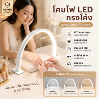 【ไร้เงาบัง】โคมไฟเล็บรูปตัวยู 180 องศาส่องสว่าง เหมาะสำหรับทำเล็บ ต่อขนตา เสริมความงาม และสักคิ้ว โคมไฟเล็บรูปตัว U