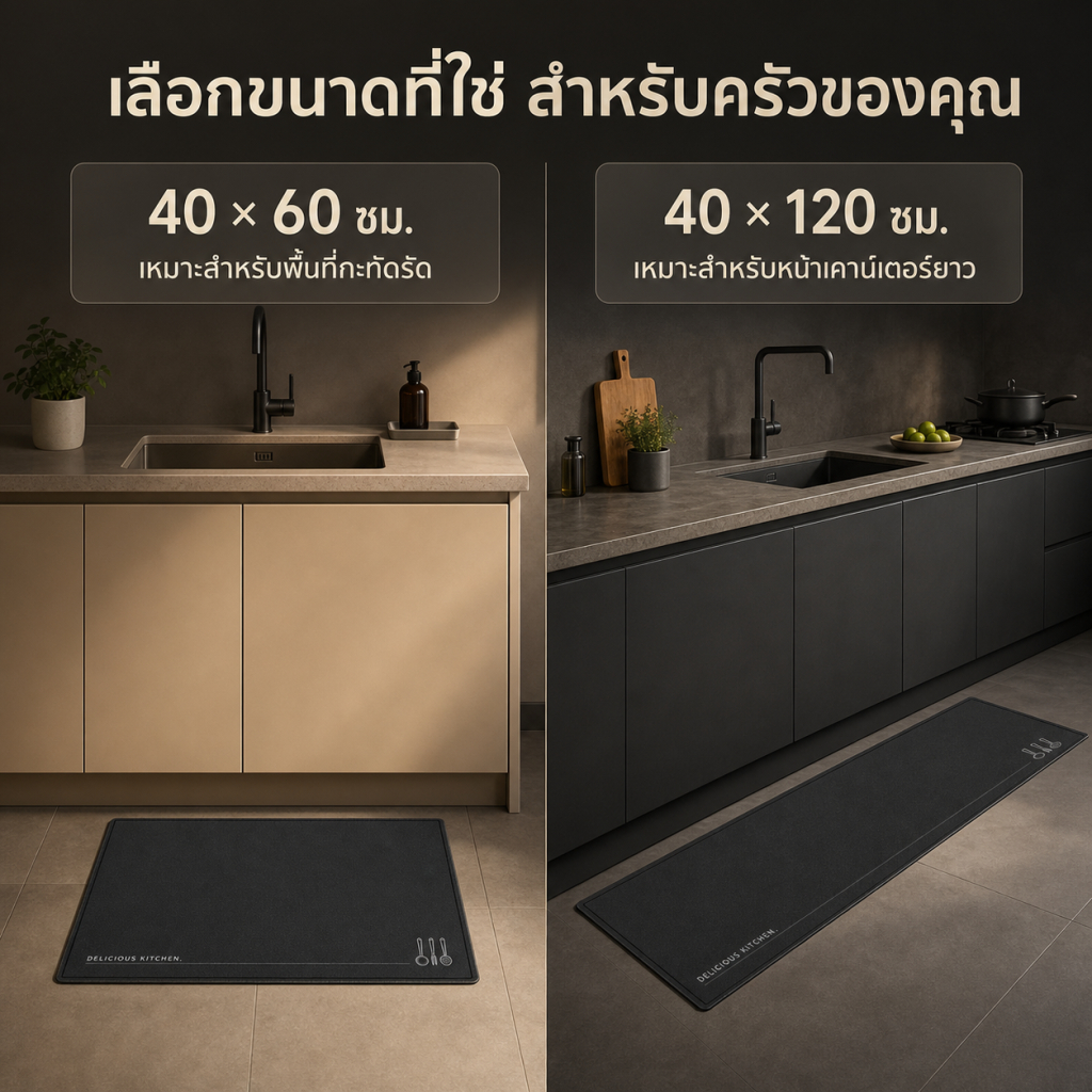 พรมห้องครัว พรมปูพื้นห้องครัว กันลื่น ดูดซับน้ำและน้ำมัน นุ่มสบายเท้า ใช้งานในครัว รูปที่ 3