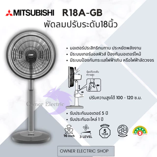 พัดลมมิซซูบิชิ (Mitsubishi) ขนาด 18นิ้ว แบบปรับระดับ รุ่น R18A-GB