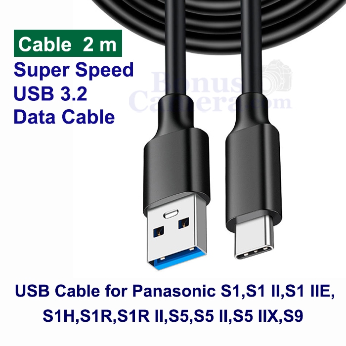 สาย USB 2m ต่อ Panasonic S1,S1 II,S1 IIE,S1H,S1R,S1R II,S5,S5 II,S5 IIX,S9 เข้าคอมฯ Cable for connec