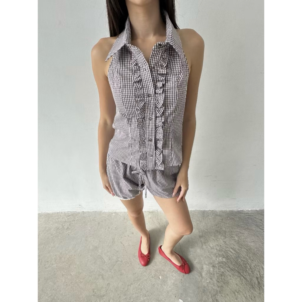 ส่งต่อ KIIRA Rosie Halter Top - เสื้อเชิ้ตเปิดหลัง size s