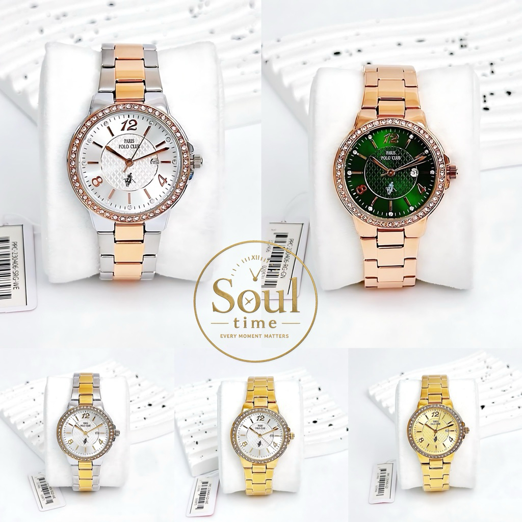 Polo Club Watch PPC-230406 นาฬิกาหญิง กันน้ำ หน้าปัด 34 มม. ของแท้ ประกันศูนย์ไทย 1 ปี