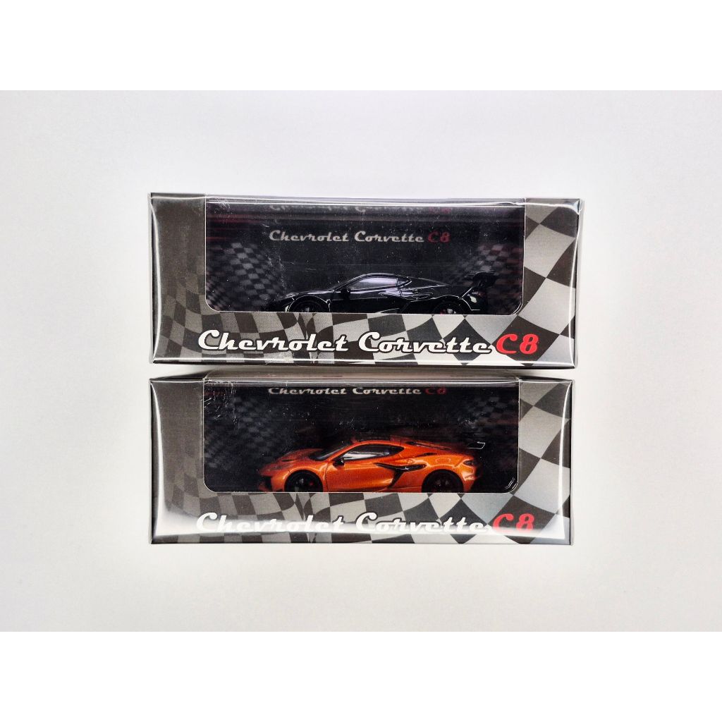 Corvette C8 ZR1 1:64 (Fine Works64) Black Stripe / Flame Orange