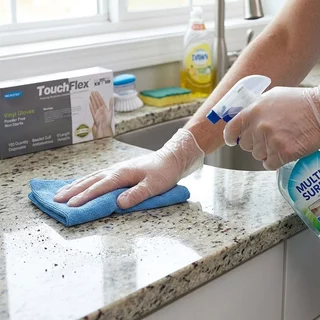 MICROTEX TouchFlex(100 ชิ้น/กล่อง)ถุงมือยางไวนิลสีใส | ทำอาหาร | งานบ้าน | ทำความสะอาด