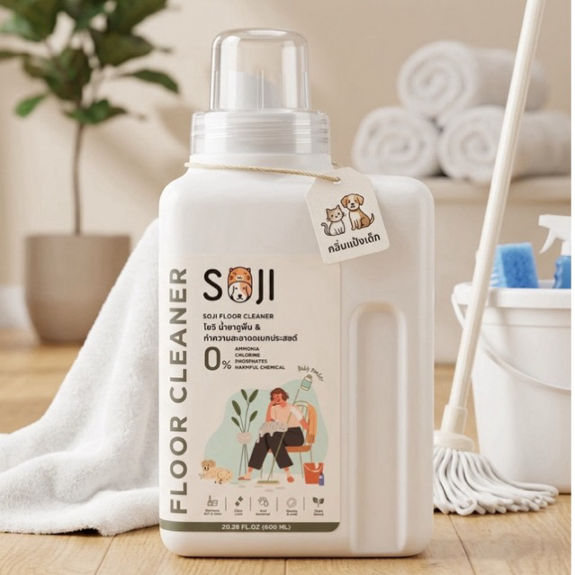 SOJI Floor cleaner น้ำยาทำความสะอาดพื้นอเนกประสงค์ น้ำยาถูพื้น ดับกลิ่นฉี่ กลิ่นหอม สะอาด ปลอดภัย ไม่ทำลายพื้นผิว 1000ml