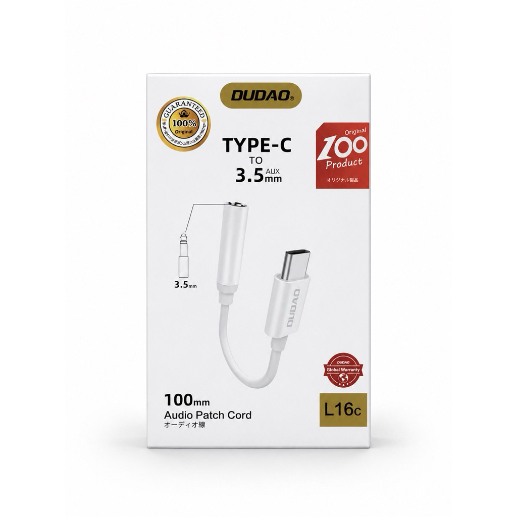 DUDAO L16c อะแดปเตอร์ Type-C to 3.5mm AUX แปลงช่อง USB-C เป็นหูฟัง 3.5 มม. คุณภาพเสียง Hi-Fi รองรับสมาร์ทโฟน Android