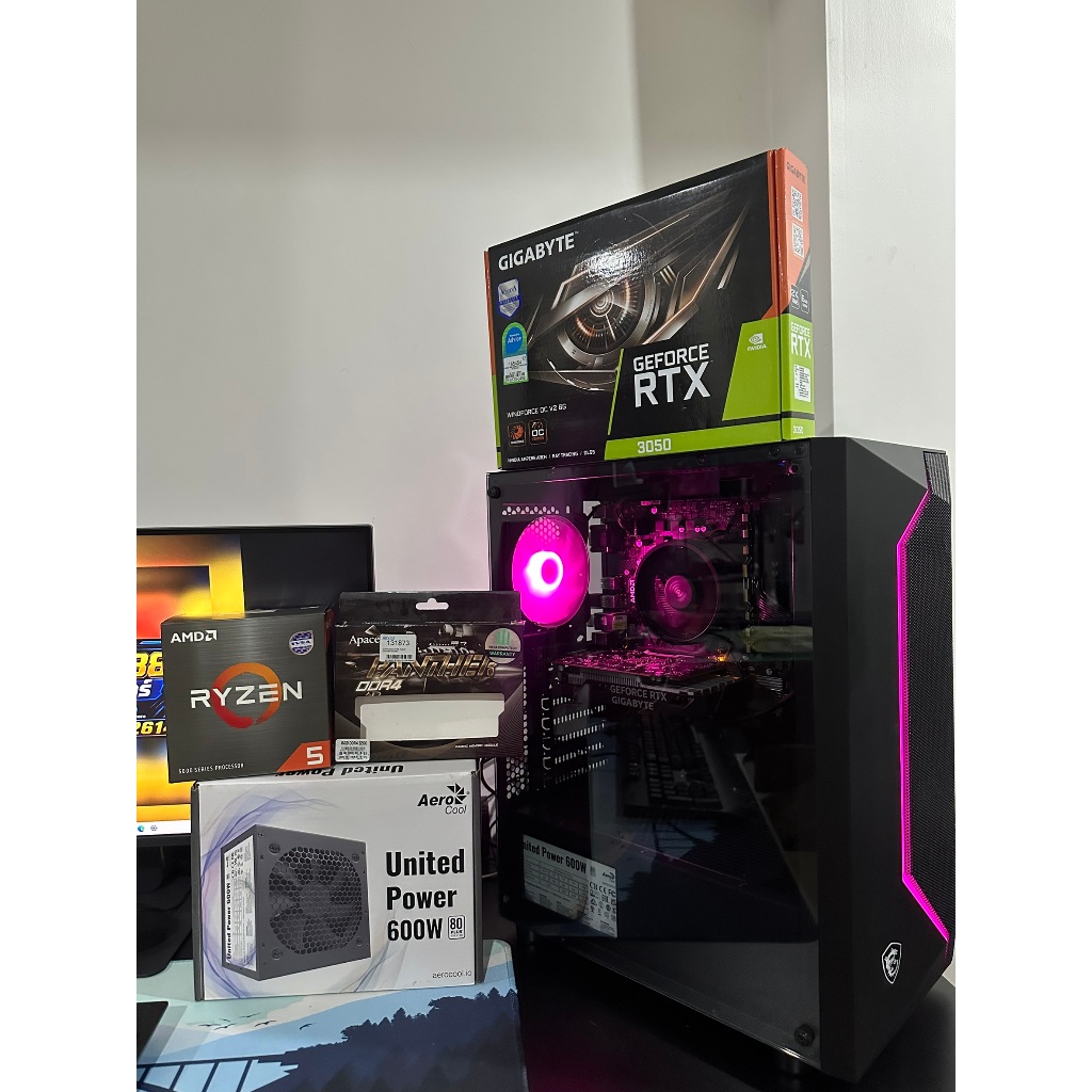 คอมเซ็ต มือสอง Spec R5 5500 / RTX 3050 6gb / B450M DDR4 / Ram 16gb(16*1) bus 3200 / M.2 500gb / 600w