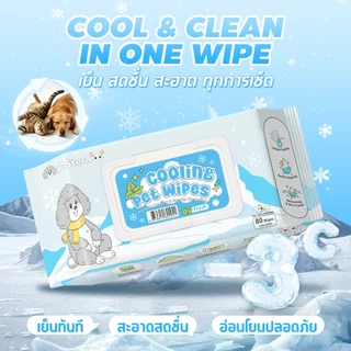 PetStern Cool Wipes ทิชชู่เปียกสัตว์เลี้ยง กลิ่นมินต์ ทิชชู่เปียก สูตรเย็น สำหรับเช็ดสัตว์เลี้ยง ลดอุณหภูมิ 80 แผ่น
