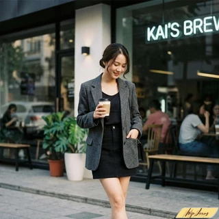 กระโปรงยีนส์สั้นเอวสูง ทรงเอสไตล์มินิมอล ใส่เที่ยวคาเฟ่ สุภาพเรียบหรู แมตช์ง่ายได้ทุกชุด K01