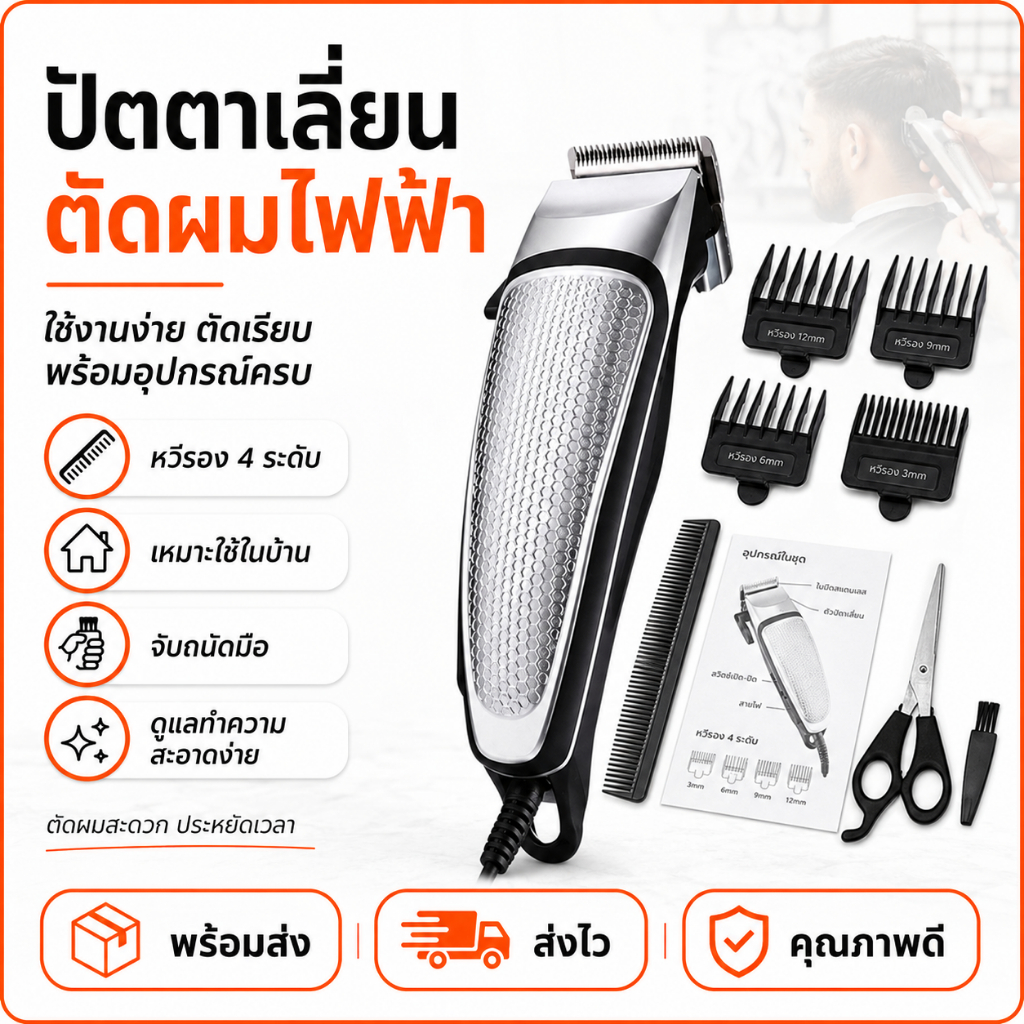 Kemei KM-4639 Clipper ผมไฟฟ้า 9 In 1 Pluggable Clipper ผมมืออาชีพสำหรับผู้ชายเครื่องมือทำผมผมเครื่อง