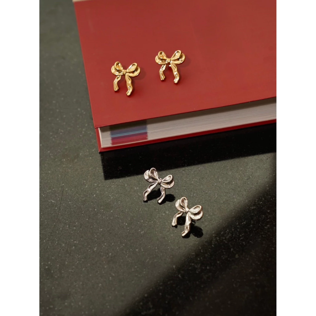 Adornment Club - Ribbon Earrings (gold/silver) ต่างหู l nickel free, waterproof, long-lasting