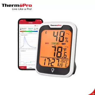 ThermoPro TP358 เครื่องวัดอุณหภูมิเเละความชื้นภายในบ้าน อาคาร ฟาร์ม โกดัง มีบอกเวลาเเละวันที่เเม่นยำ