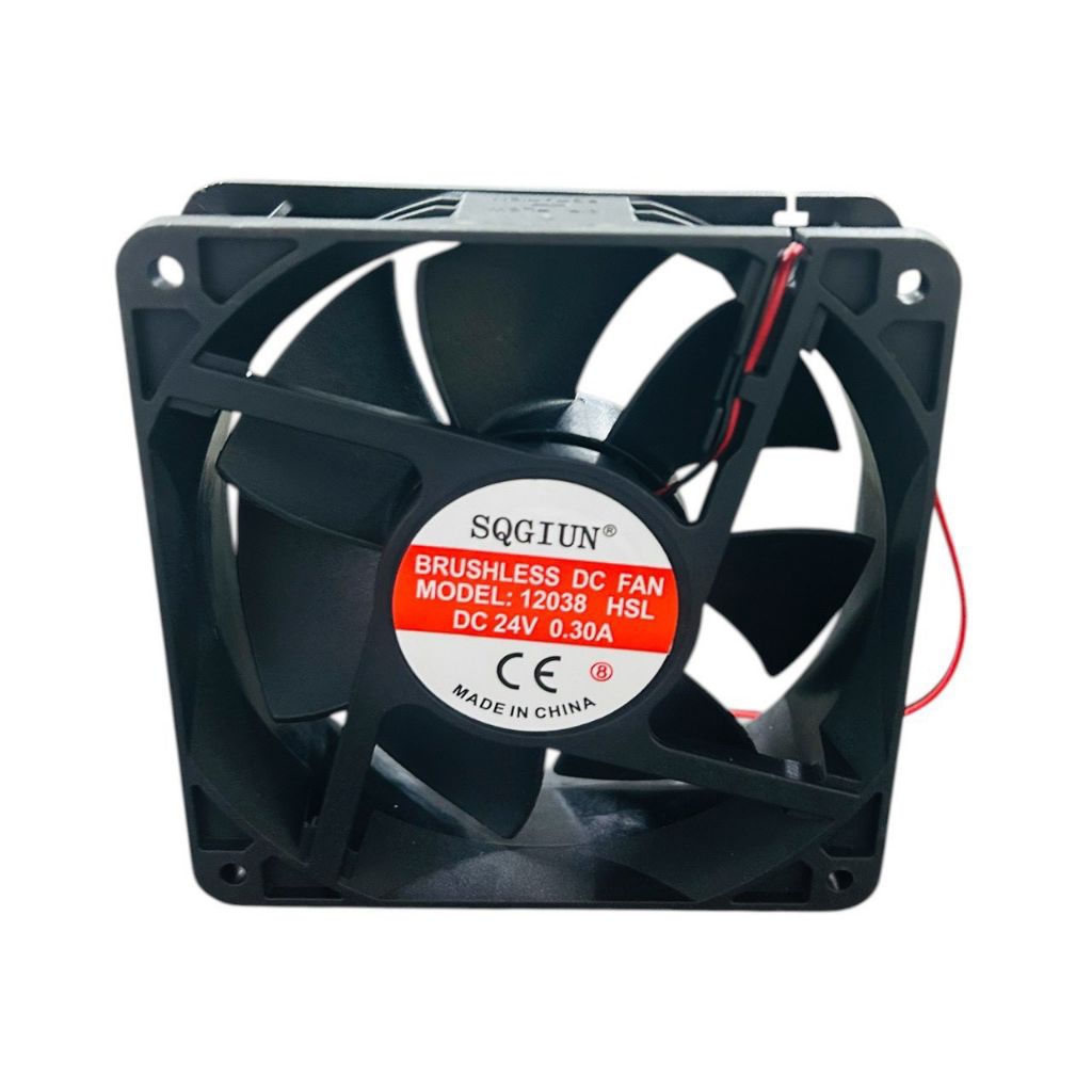 พัดลมระบายความร้อนแบบ DC Brushless ยี่ห้อ SQGIUN รุ่น 12038ขนาดของพัดลมคือ 120x120x38 มิลลิเมตร