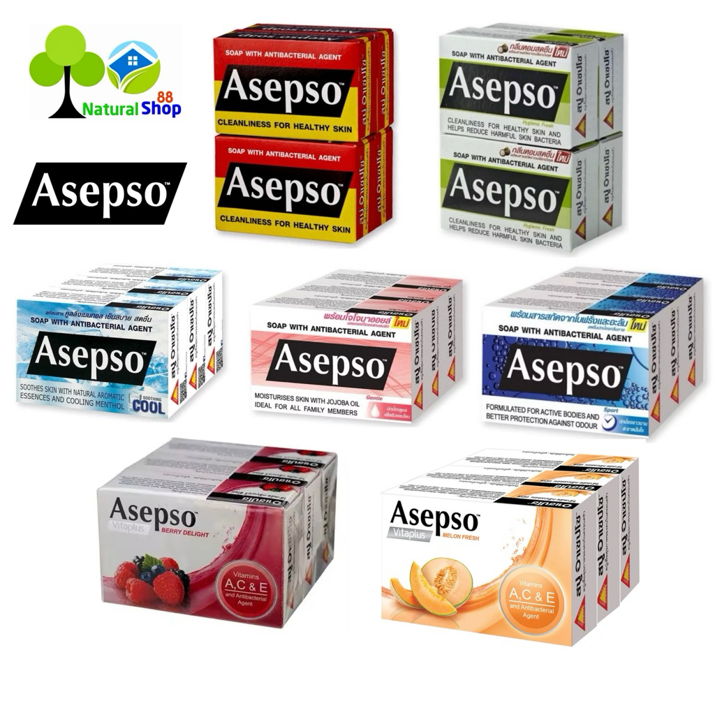 [ยกแพ็ค]สบู่อาเซปโซ Asepso⏭️7สูตร ตำนานสบู่ช่วยลดสิว✅ชำระล้า