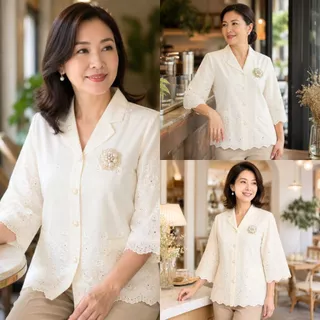 ร้านแชมป์อุดร เสื้อลูกไม้ผ้าบางคอฮาวาย มีมากกว่า 10 สี S,M,L,XL,2L,3L เสื้อเชิ๊ตหญิง ชุดไปวัด