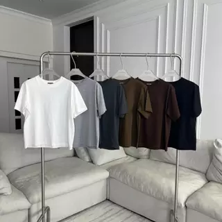 PTBZ001 Boxy crop tee เสื้อยืดคอกลมทรงบ๊อกซี่ PROMTHONGสีใหม่ (งานไซส์)