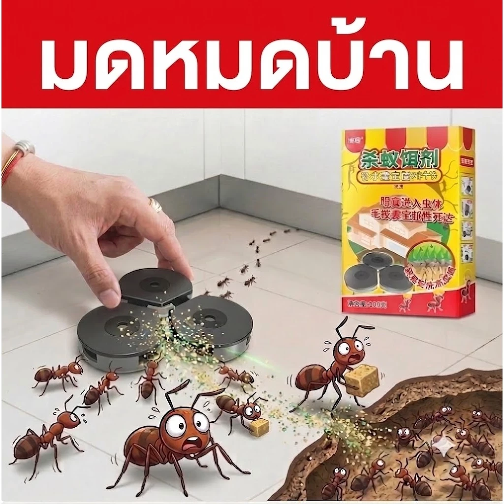 🔥มดตายยกรัง🔥ยาฆ่ามด ยาฆ่ามดตายยกรัง ล่อกินกลับรัง ลดปัญหามด มดแดง มดดำ ใช้ง่าย 6 ชิ้น ใช้งานง่าย ใช้ได้ทั่วบ้าน