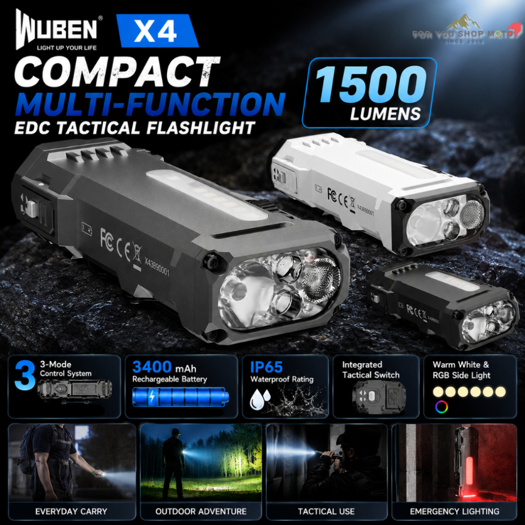 WUBEN X4 ไฟฉาย EDC สว่าง 1,500 Lumens มีไฟข้าง RGB ชาร์จ Type-C มีแม่เหล็ก กันน้ำ IP65