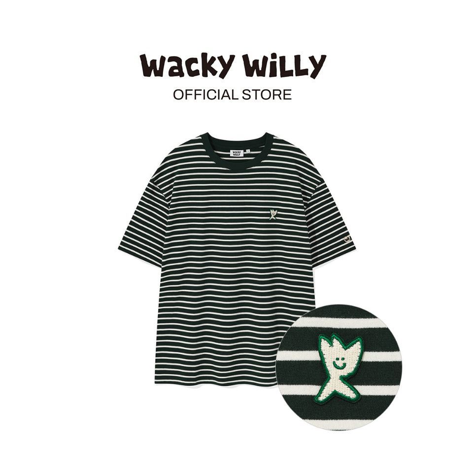 WACKY WILLY เสื้อยืดรุ่น Kiky Wappen Stripe Short Sleeve T-Shirt Green (80032OSTSSU_H5GNXX)