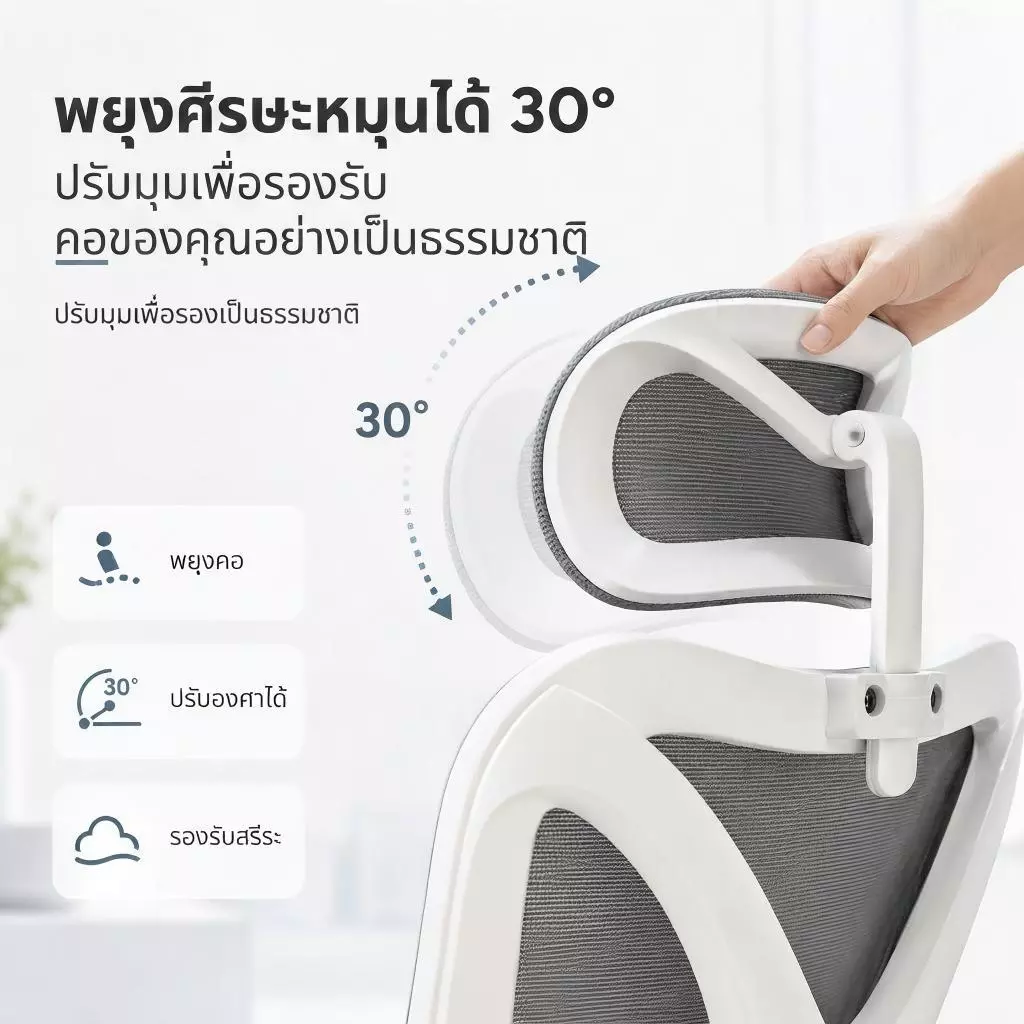 Millera เก้าอี้ทํางาน เก้าอี้เพื่อสุขภาพ ซัพพอร์ตหลัง แก้ปวดเมื่อย นั่งสบายตลอดวัน มีที่พักขา thumbnail 6